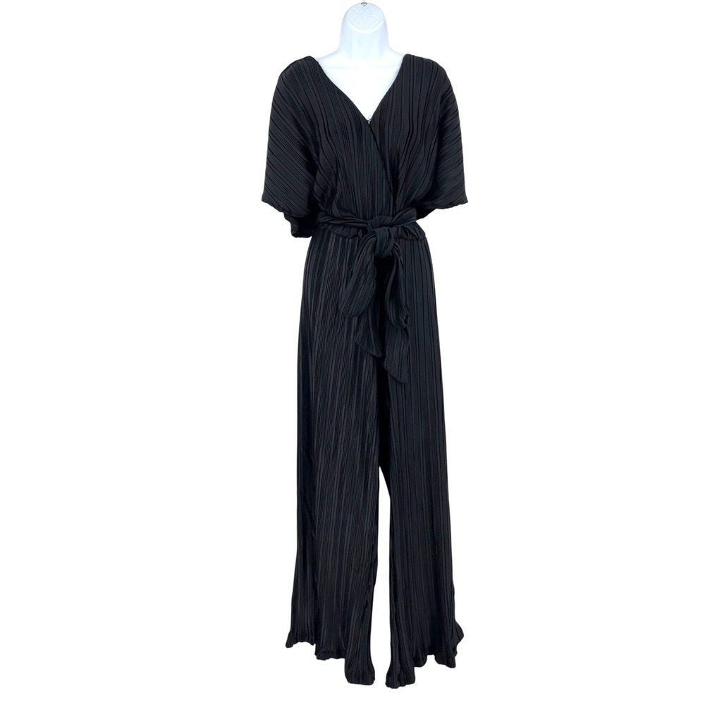 New York & Company Black Pleated Wide Leg Jumpsuit XL NWT